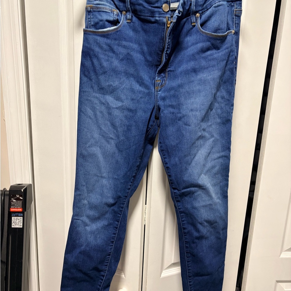 Good American Dark and Light Blue Denim Jeans